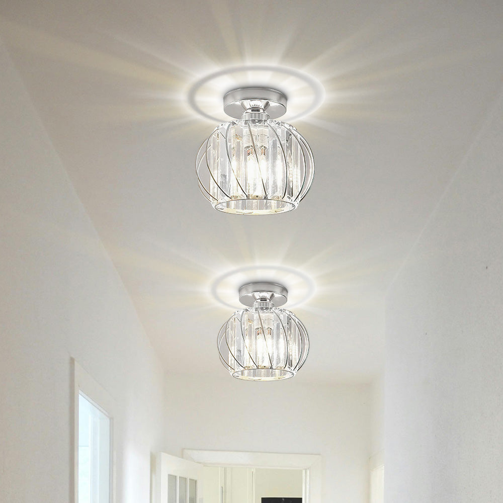 Modern Black Cage Ceiling Light | Iron Frame with Clear Glass Panels | E27 Bulb | Brick by Brick