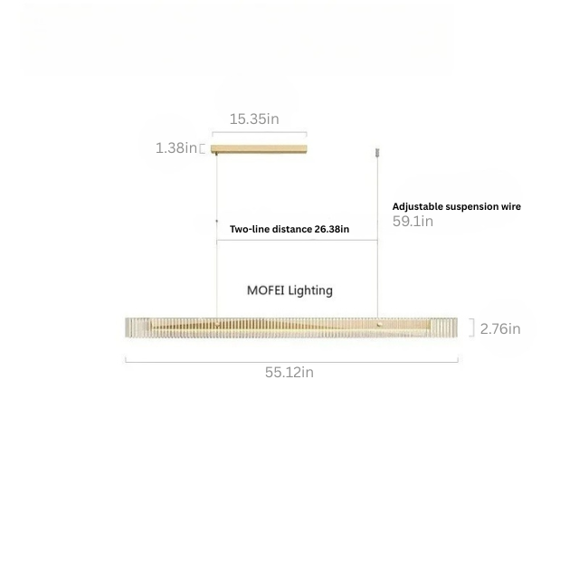 Linear Pendant Light | Modern Black & Gold | Glass Chandelier | Dining Table & Kitchen Island | Brick by Brick