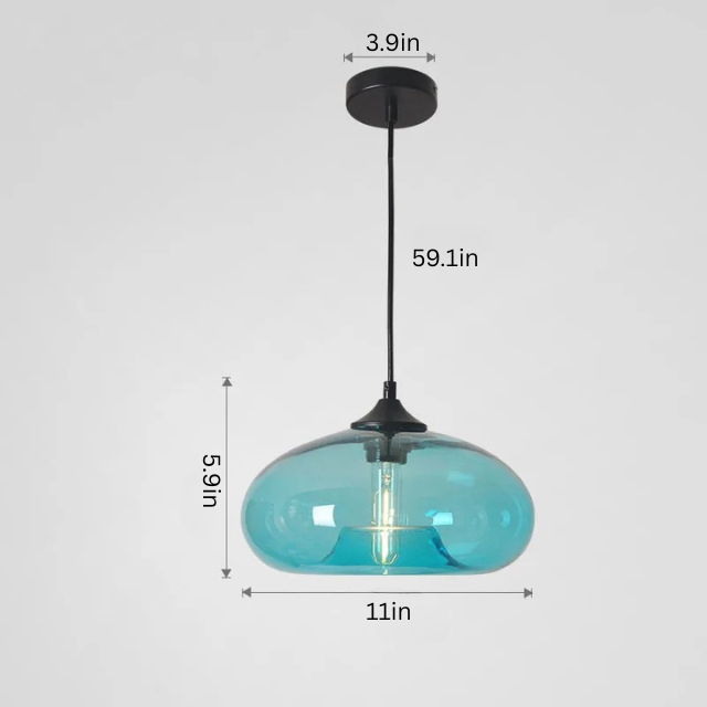Nordic Glass Pendant Light | 11 x 6 in | Contemporary Hanging Ceiling Lamp | Colorful Fixture | Brick by Brick