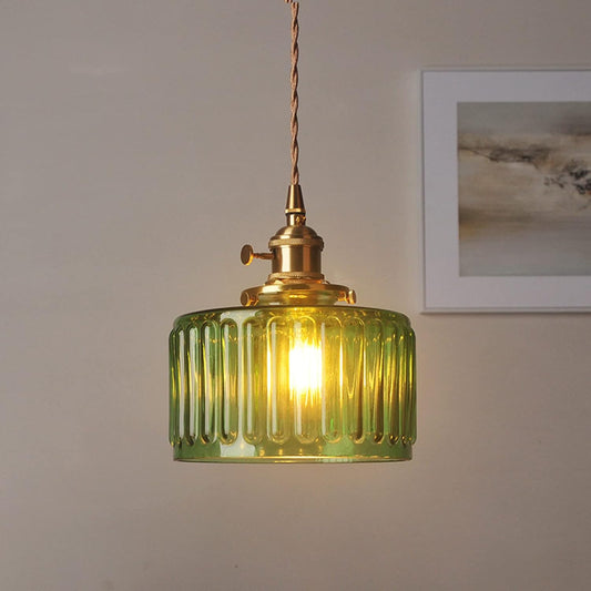 Cylinder Glass Pendant Light | Vintage Elegance | Adjustable Height 59" | Warm Glow for Modern Homes | Brick by Brick