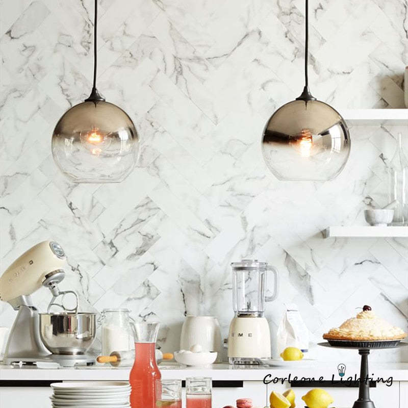 Modern Glass Globe Pendant Light | 5.9 - 15.8 in | Gradient Shade | Multiple Sizes & Finishes | LED | Brick by Brick