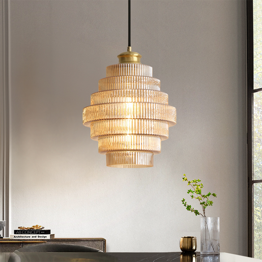 Antique Brass Pendant Light | 59.06 x 11.81 x 8.66 in | Classic Glass Shade Ceiling Light | Timeless Interior Accent | Brick by Brick