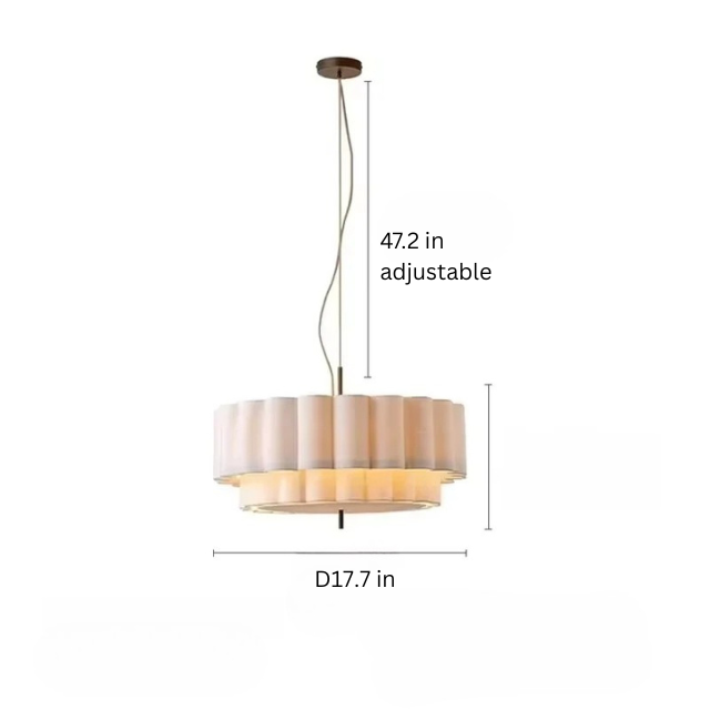 Natural Fabric Pendant Lamp | D 17.7 - 25.6 in | Wabi Sabi Chandelier | Retro Bohemian Style Lighting | Brick by Brick