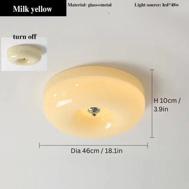 Bauhaus Ceiling Lamp | Dia 12.6 - 18.1 in | Nordic Glass LED Flush Mount Light | Simple Modern Pudding Style | Brick by Brick
