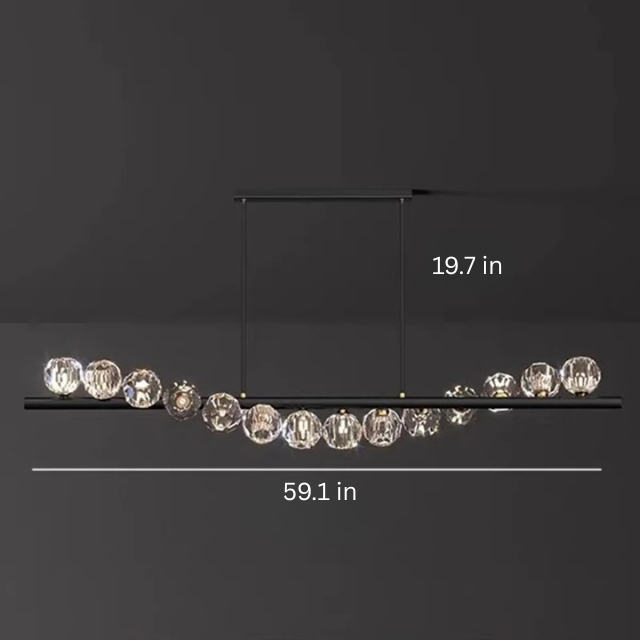 Luxury Modern Pendant Lamp | L31.5-70.8 in x 19.7 in | Ceiling Chandelier with Crystals | Multi-Head LED Lighting | Brick by Brick