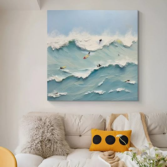 Ocean Riders Wall Art | 23 - 63 in | Textured Plaster Seascape Art | Coastal Wall Decor | Brick by Brick