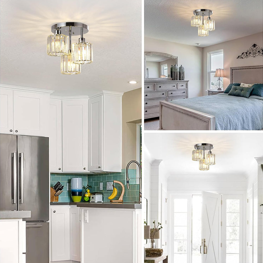 Crystal Elegance Ceiling Light | Semi-Flush Mount | 9.8 in x 10.2 in | Refined Home Ambiance | Brick by Brick
