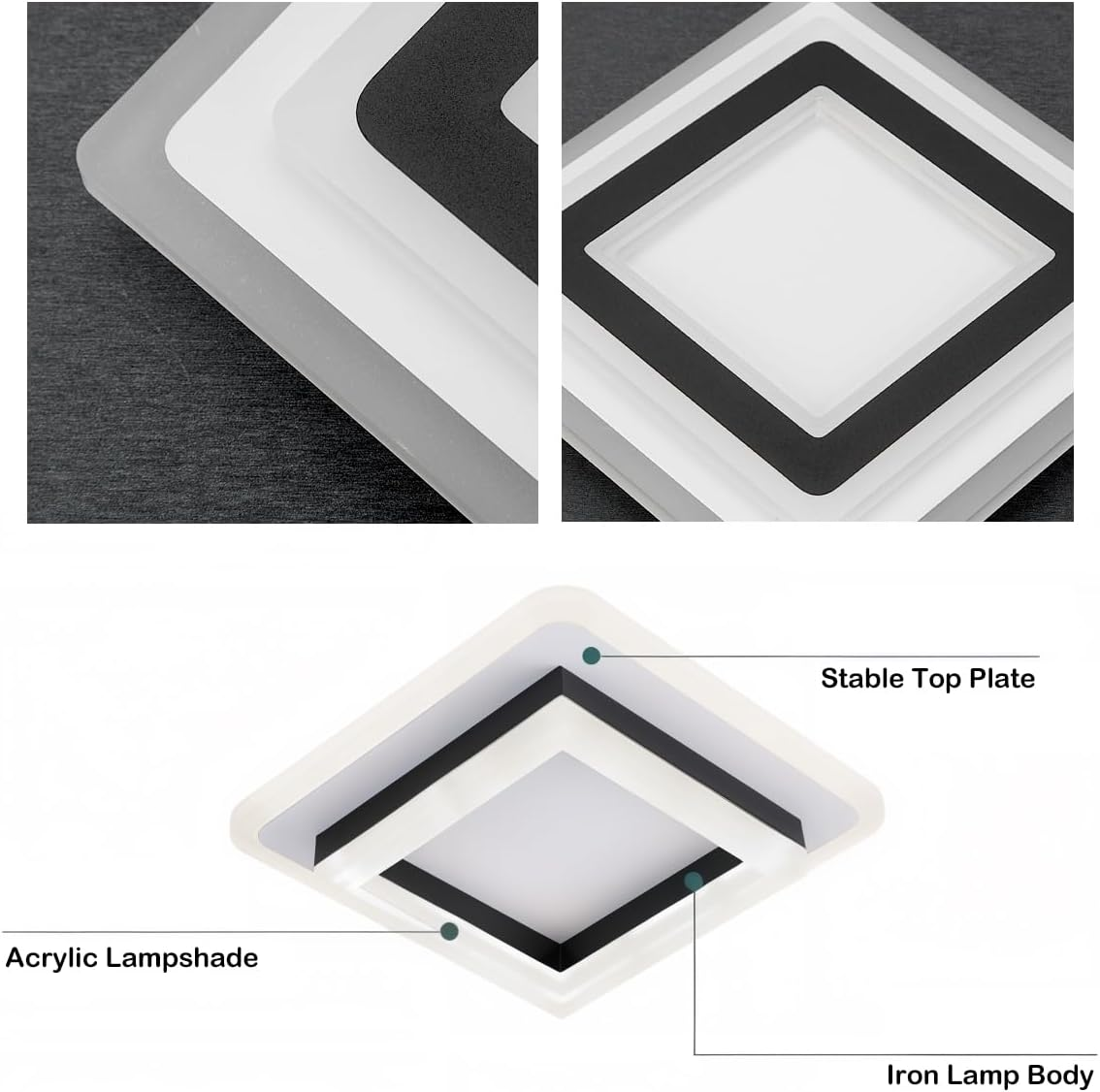 Square LED Ceiling Light | 24W | Modern Flush Mount | 2.76"x7.87" | Brick by Brick