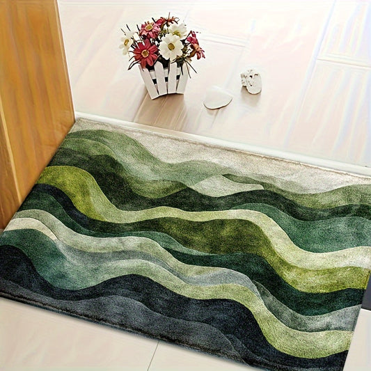 Bath Mat Geometric Wave Design | Faux Cashmere Soft Absorbent Non-Slip | Brick by Brick