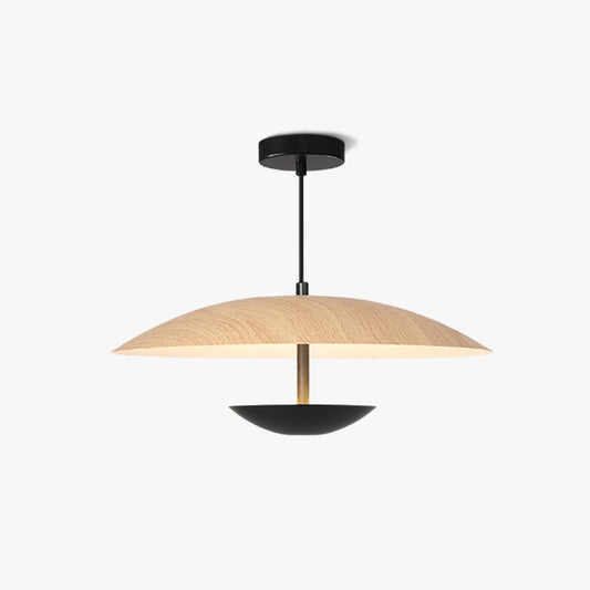 Nordic LED Frisbee Pendant Light | 13.8/17.7" x 4.7 in | Wood & Brown | Metal fixture | Brick by Brick