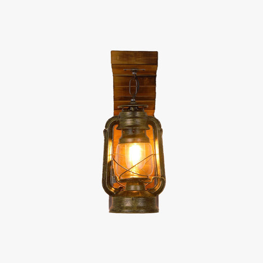Rustic Lantern Wall Lamp | 4.7x15.7" | Pine Wood & Metal | E27 LED Compatible | Brick by Brick