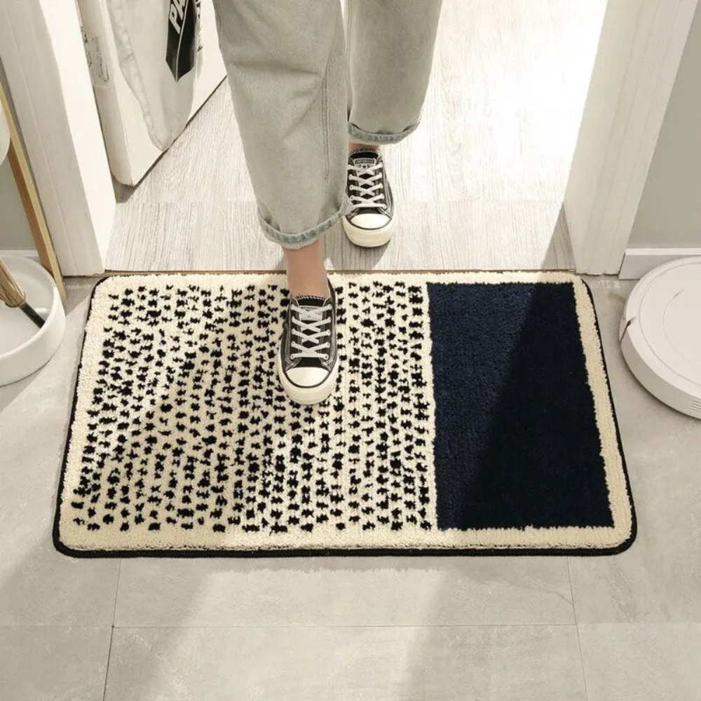 Non Slip Bath Mat | Abstract Microfiber Bathroom Rug | Soft & Absorbent with Anti-Skid Backing | Brick by Brick