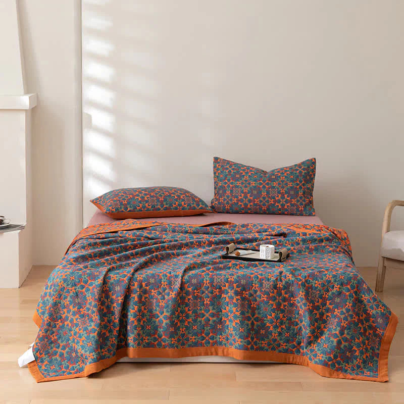 Multi-Use Cotton Gauze Blanket | Quilted Sofa & Bed Cover | Lightweight Four-Season Home Bedding | Brick by Brick