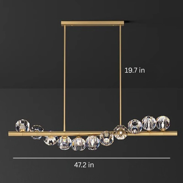 Luxury Modern Pendant Lamp | L31.5-70.8 in x 19.7 in | Ceiling Chandelier with Crystals | Multi-Head LED Lighting | Brick by Brick