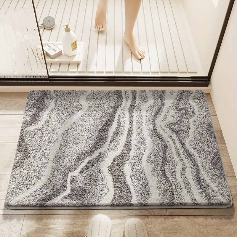 Modern Zebra Bath Mat | Soft Plush | Absorbent Non-Slip Polyester | Brick by Brick