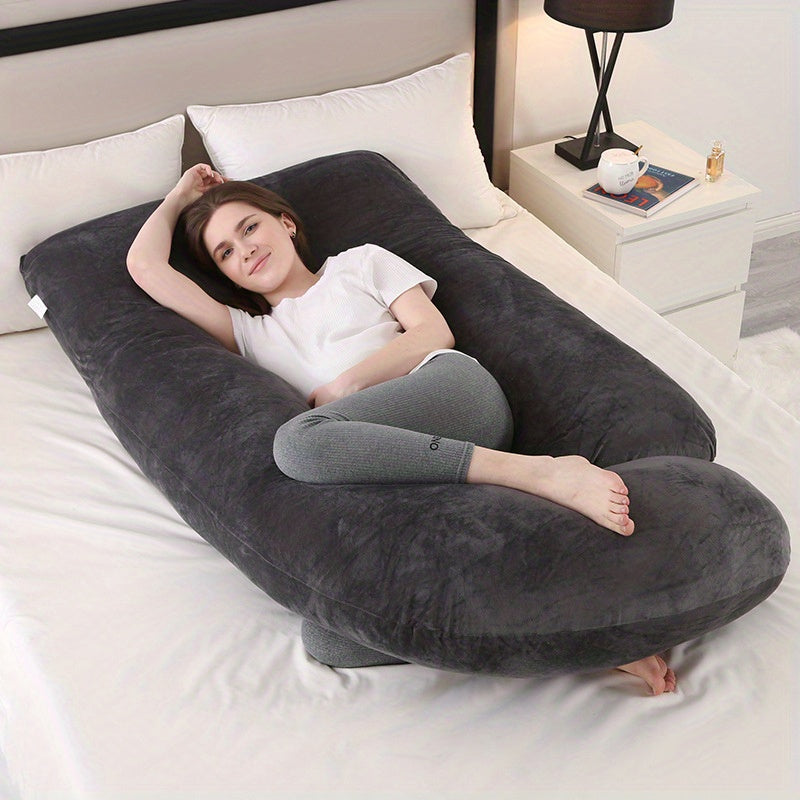Pregnancy Support Pillow | 55 x 31 in | J-Shape Full Body Pillow | Maternity Sleep Support | Washable Cover | Brick by Brick