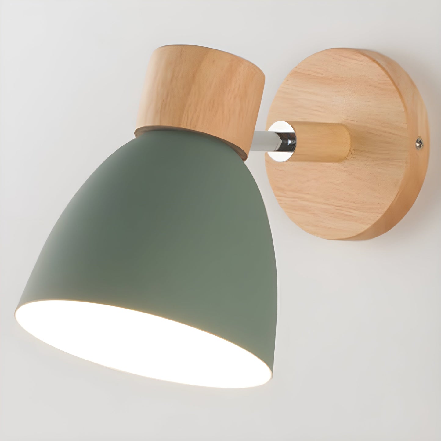 Nordic Wooden Wall Lamp | Compact E27 Light with Switch | Natural Wood