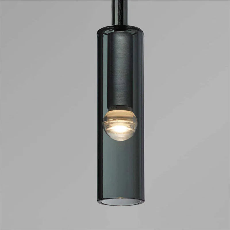 Industrial Black Glass Pendant Light | D 2.7 in | Metal Frame & Glass Shade | Adjustable Height | Brick by Brick