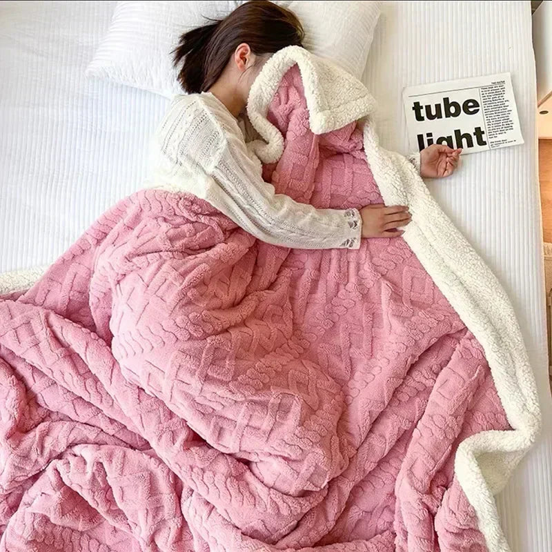 Cozy Lambswool Throw Blanket | Plush Double Layer Fleece | Winter Comfort & Home Décor | Brick by Brick
