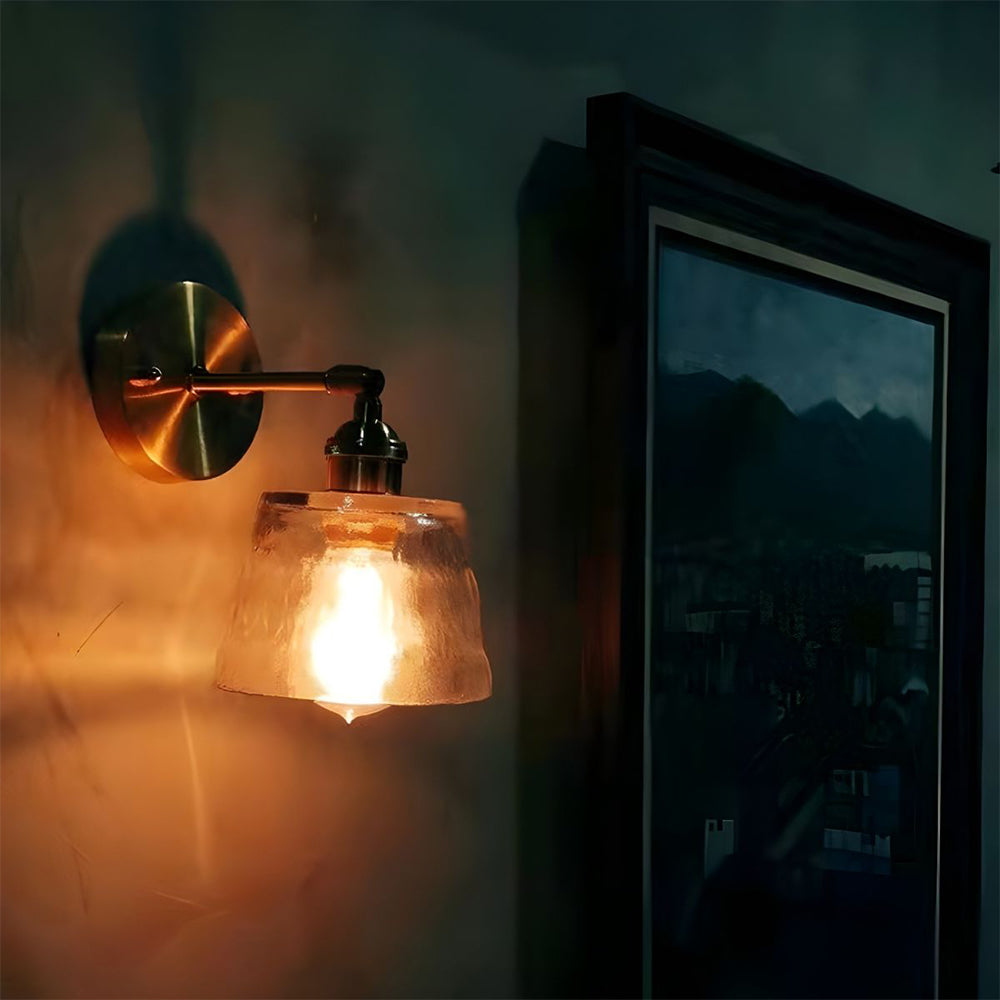Modern Glass Wall Sconce | Single Bulb | Metal Wall Light | 7.8 x 7.5 in | Brick by Brick