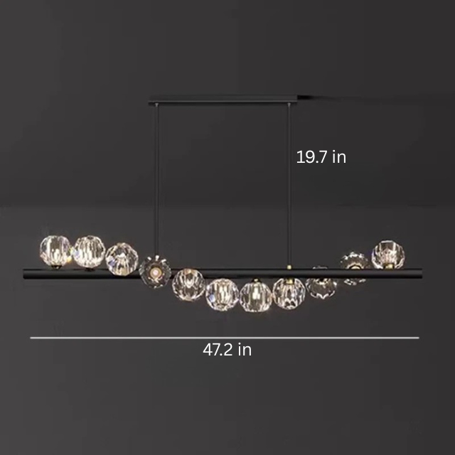 Luxury Modern Pendant Lamp | L31.5-70.8 in x 19.7 in | Ceiling Chandelier with Crystals | Multi-Head LED Lighting | Brick by Brick