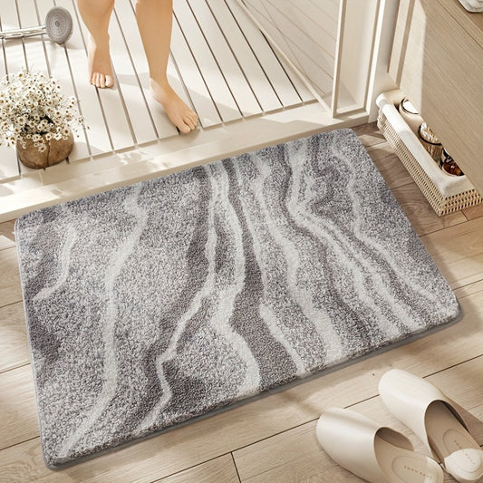 Modern Zebra Bath Mat | Soft Plush | Absorbent Non-Slip Polyester | Brick by Brick