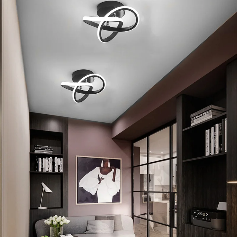 Metal White LED Ceiling Light | Iron & Acrylic | 9.5"–9.8"x4.72"-7.87" | Modern Minimalist Lighting | Brick by Brick