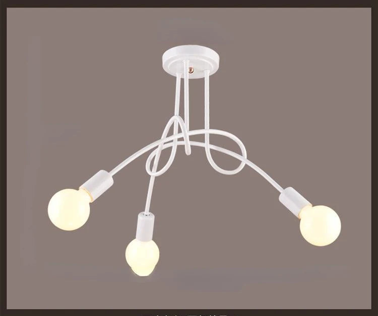 Retro Chandelier | 3 - 5 Heads | Wrought Iron LED Ceiling Light | Black or White E27 Fixture | Brick by Brick