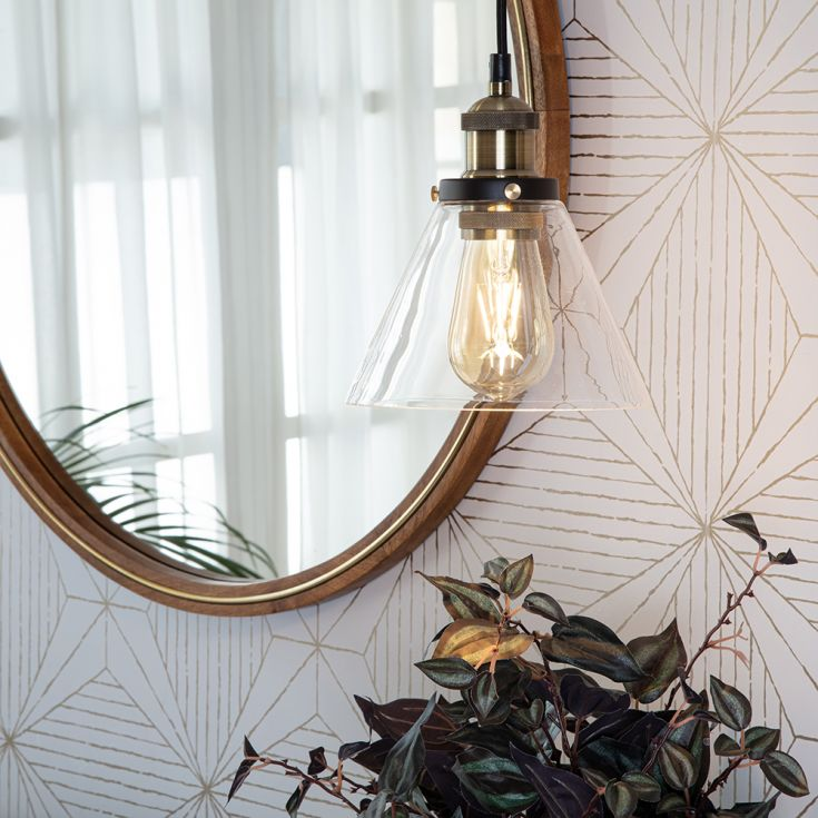 Scandinavian Glass Pendant Light | Clear, Grey & Amber | Elegant Home Accent | Brick by Brick