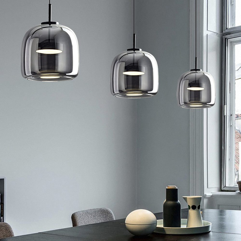 Amber Glass Pendant Light | Vintage Style | Warm LED Glow | Adjustable Height
