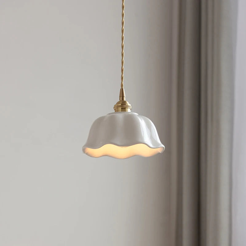 Ceramic LED Pendant Light | 7.1 in x 4.7 in | Nordic Hanging Lamp | Adjustable Wire | Brick by Brick