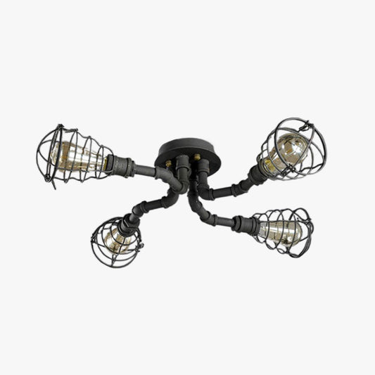 Alessio Industrial Flush Mount Ceiling Light | 27.5 in, 31.5 in, 37.4 in | 4-6-8 Heads | Metal & Glass | Brick by Brick