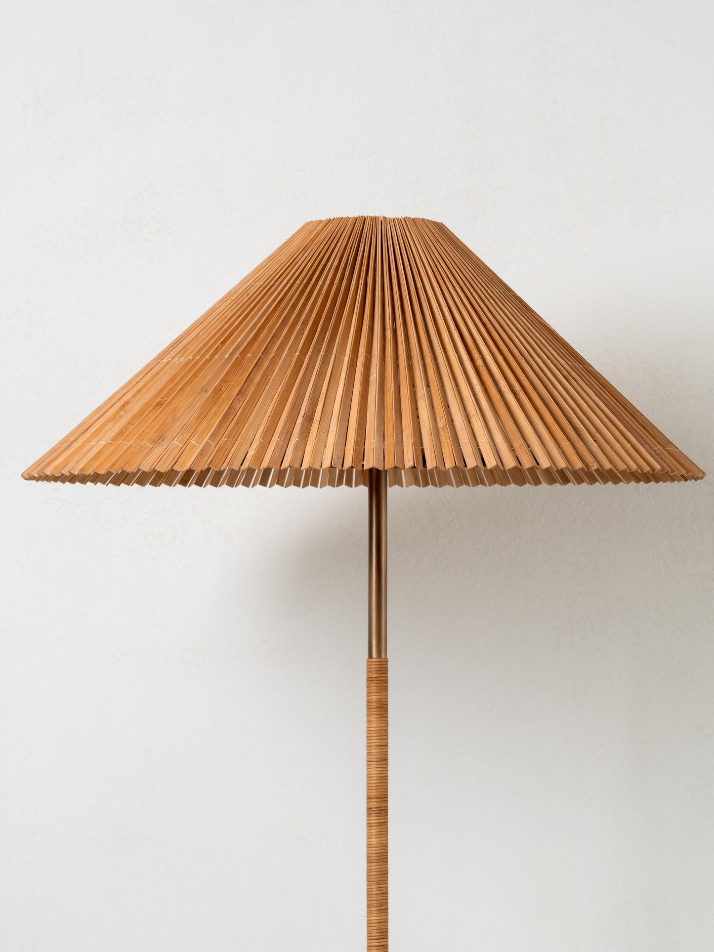 Anji Floor Lamp Bamboo | Versatile Mid Century Lighting | Aged Brass Base | Brick by Brick London 3