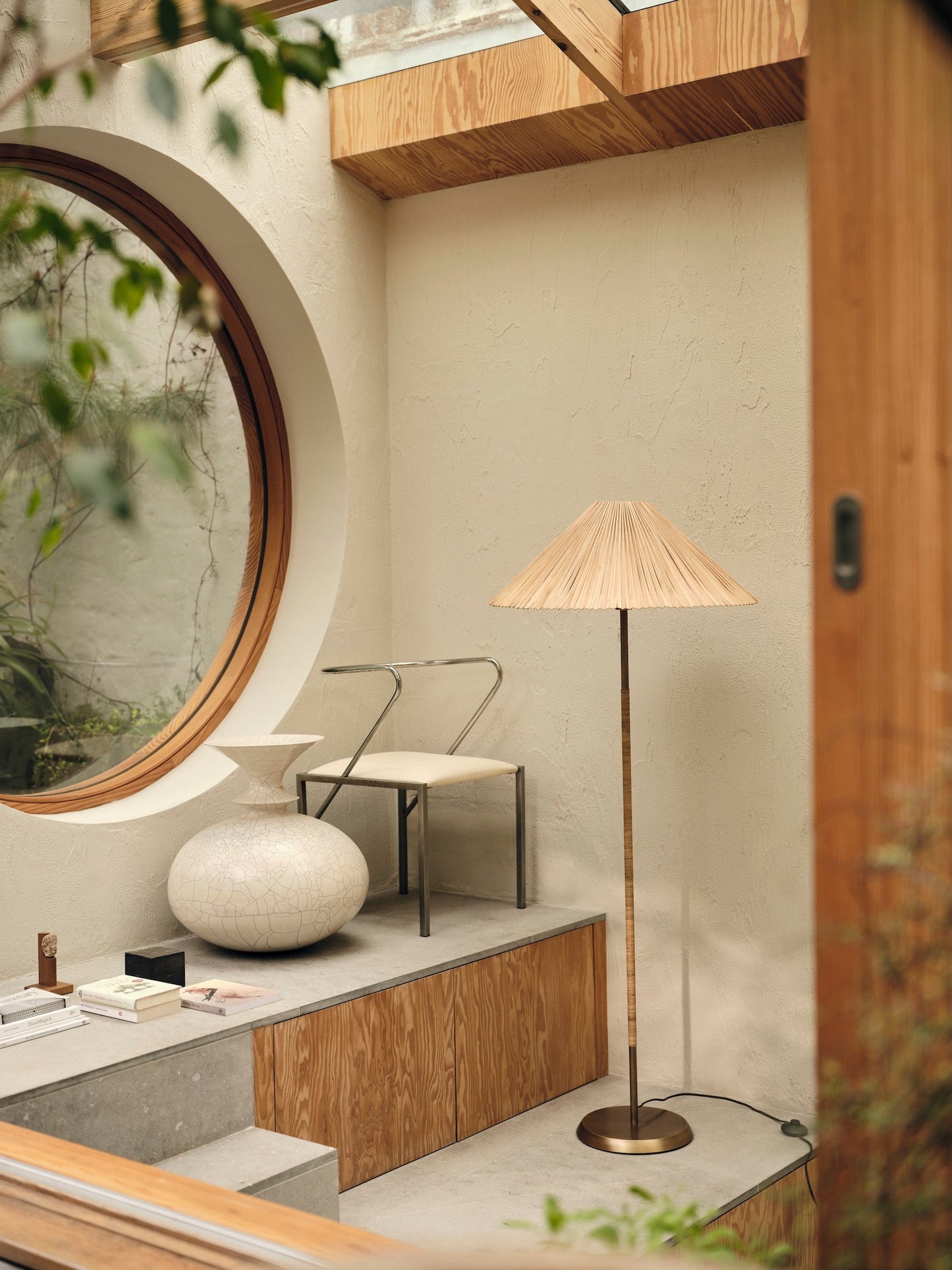 Anji Floor Lamp Bamboo | Versatile Mid Century Lighting | Aged Brass Base | Brick by Brick London 6
