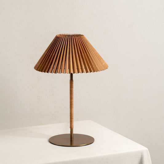 Anji Table Lamp Bamboo | Bedside Lamps & Living Room Lighting | Mid Century Modern | Aged Brass Base | Brick by Brick London 0
