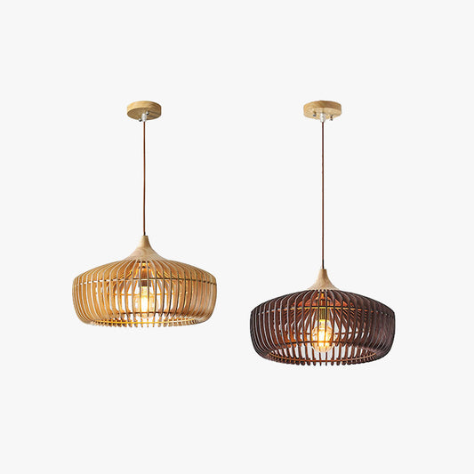 Nordic Japanese Pendant Light | 16.9 x 11 x 47.2 in | Wooden Dome Shade | Adjustable Height | E27 Bulb | Brick by Brick