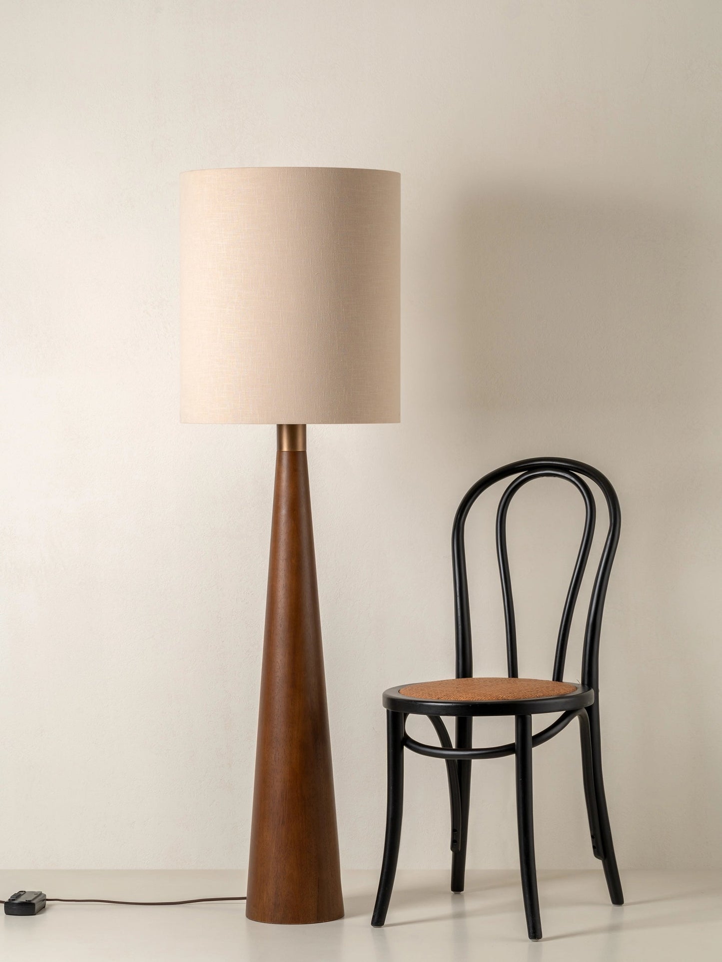 Baneza Floor Lamp Aged Brass | Standing Lamp for Living Room | Cream Linen Shade | Brick by Brick London 5