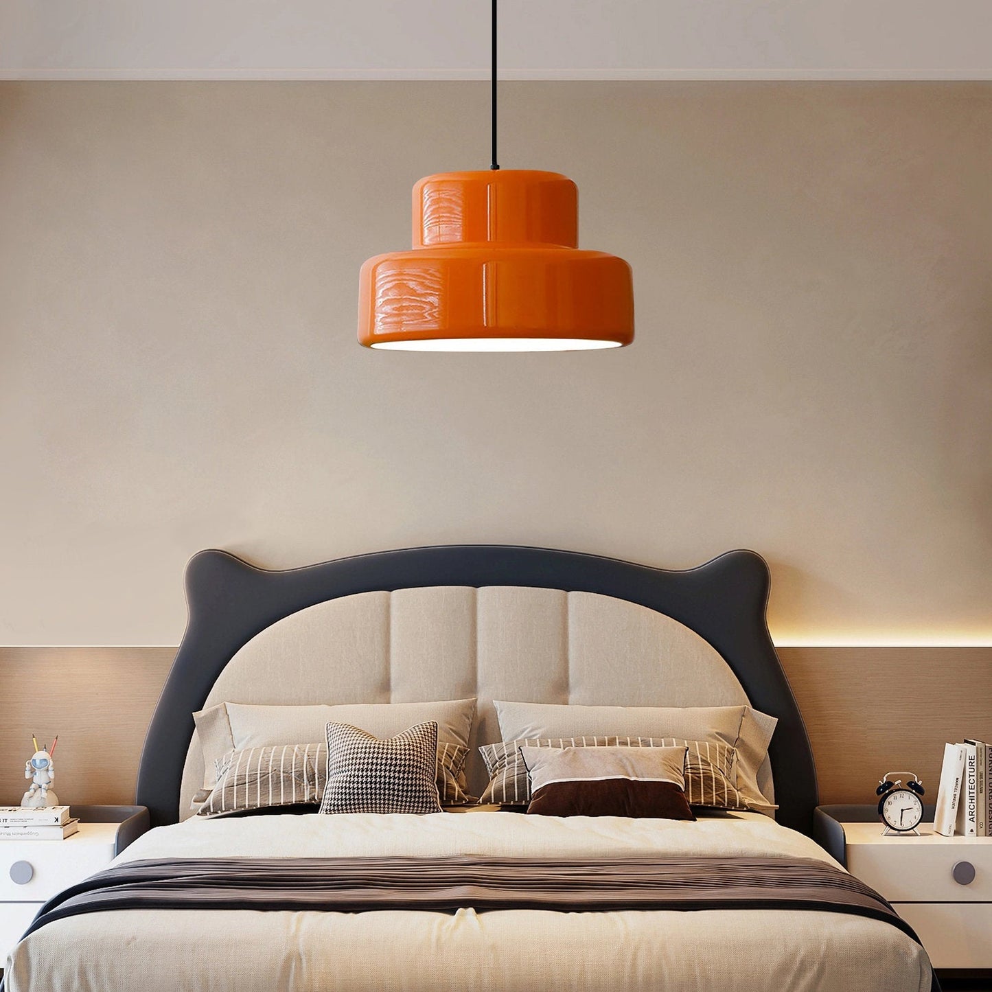 Bauhaus Vintage Orange Pendant Light |7.87 x 13.78 in | Retro Hanging Fixture | Bold Statement Piece | Brick by Brick