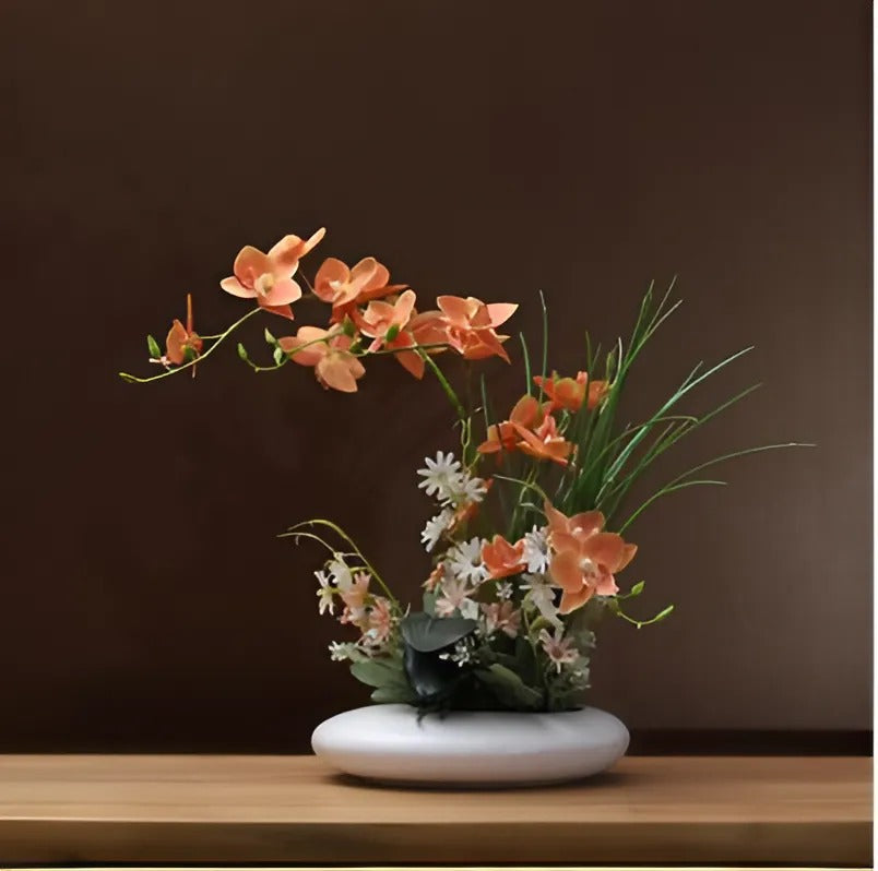 eramic Dove Vase with Faux Orchids | Modern Decorative Centerpiece | 12" Symbolic Design | No Maintenance