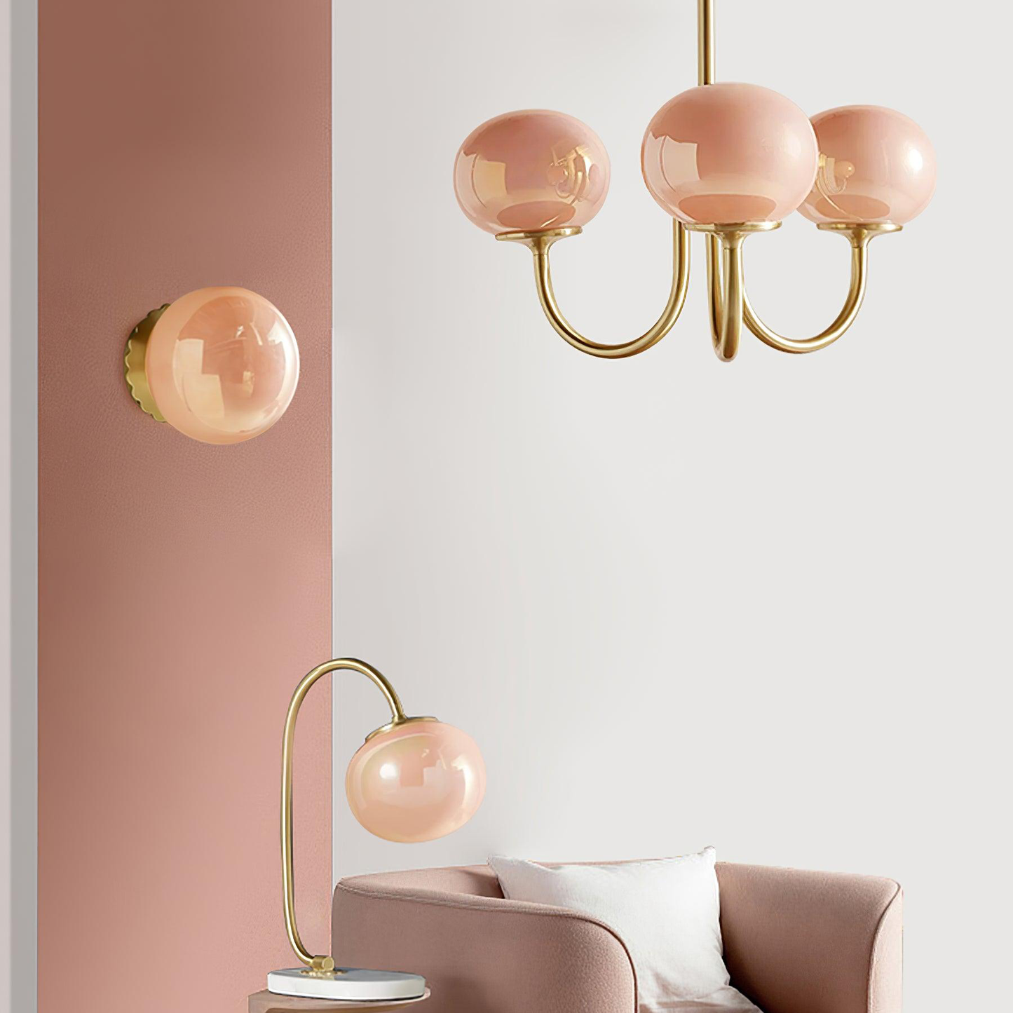 Bubble Pink Glass Chandelier Light | Modern Gold Pendant | 19.69 | Elegant Home Decor | Brick by Brick London
Modern Bubble Chandelier | Pink Glass & Gold Finish | 19.69 Pendant Light | Stylish Home Accent | Brick by Brick London 5