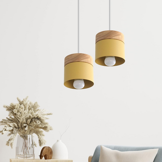 Wooden Pendant Light | 4.33 x 4.72 in | Minimalist Cylindrical Lamp | Elegant Nordic Home Decor | Brick by Brick