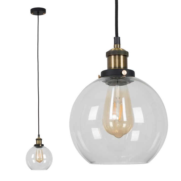 Scandinavian Glass Pendant Light | Clear, Grey & Amber | Elegant Home Accent | Brick by Brick