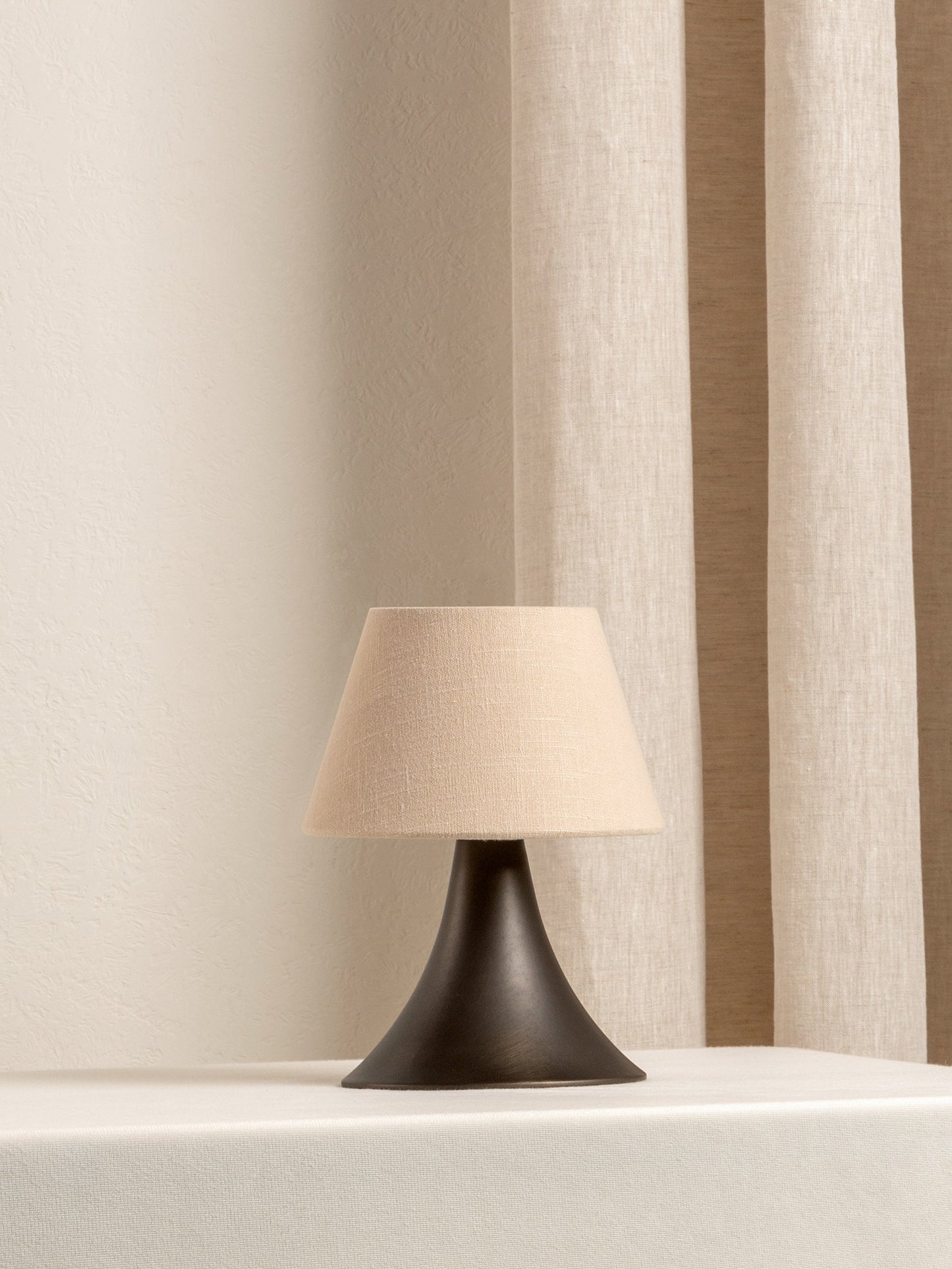 Cenare Rechargeable Table Lamp | Bronze & Linen | Portable Ambience Light | Touch Dimming | Brick by Brick London 1