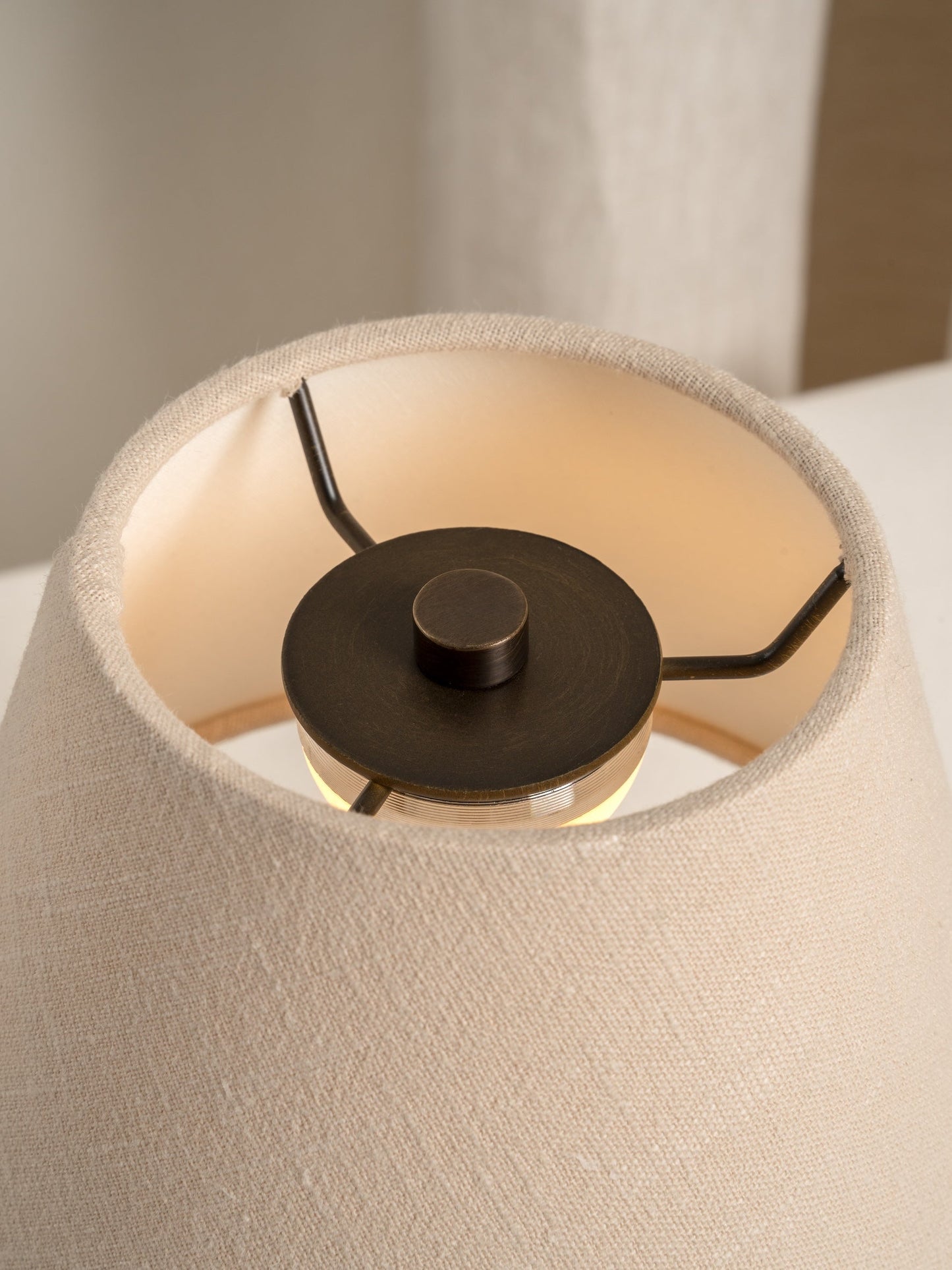 Cenare Rechargeable Table Lamp | Bronze & Linen | Portable Ambience Light | Touch Dimming | Brick by Brick London 5