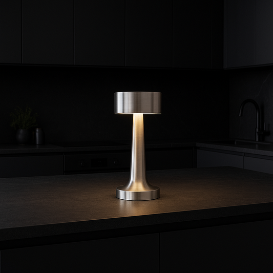 Ambient Halo Table Lamp | Wireless Touch Control | USB-C Rechargeable | 16h Runtime | Metal Finish