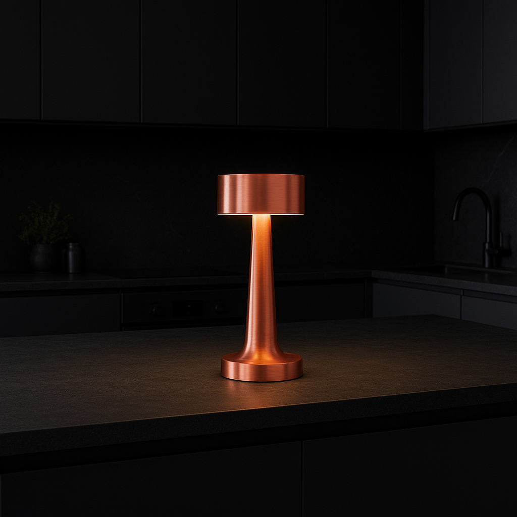 Ambient Halo Table Lamp | Wireless Touch Control | USB-C Rechargeable | 16h Runtime | Metal Finish