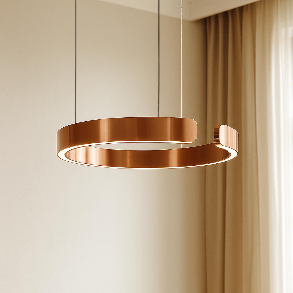 Gold LED Pendant Light | Dimmable Warm Lighting | Round Metal & Acrylic Design | 2 Sizes