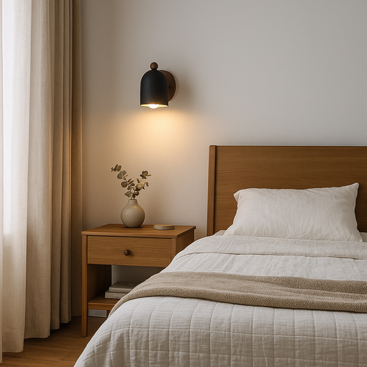 Retro Wall Light | Solid Wood & Iron Lamp | Warm Vintage Style | 7.5in | Brick by Brick