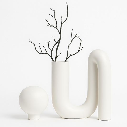 Sculptural Ceramic Vase | 12" Modern Decor Accent | Monochrome Finish