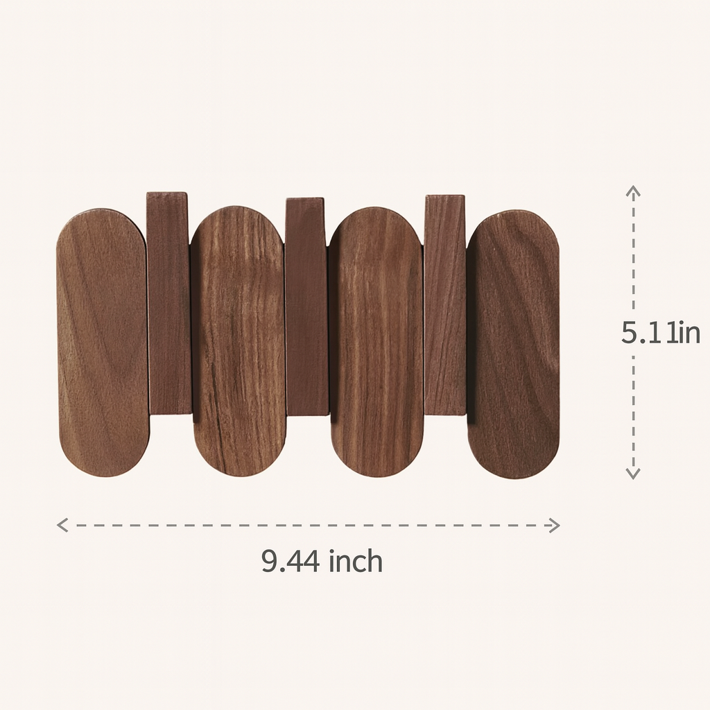 Walnut Wall Coat Rack | 3‑7 Hooks | Solid Wood | Nordic Entry Storage | Brick by Brick